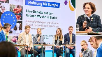 Patchwork of 3 images representing mostly young people talking during an event