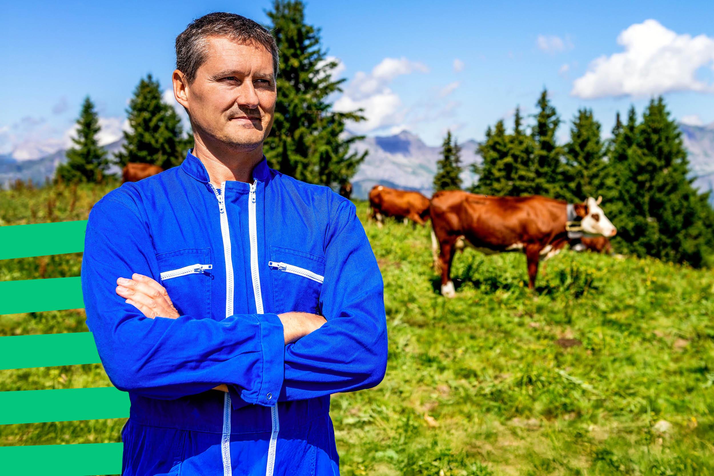 farmer in his farm with his livestock 